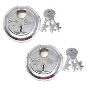 Ojass 65mm 6 Levers Stainless Steel Round Heavy Duty Pad Lock with 3 Keys, RPL652 (Pack of 2)