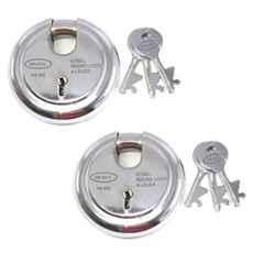 Ojass 65mm 6 Levers Stainless Steel Round Heavy Duty Pad Lock with 3 Keys, RPL652 (Pack of 2)