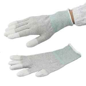 AS One ASPURE Nylon & Polyurethane Fingertip Coated ESD Safety Gloves, Size: L (Pack of 10)