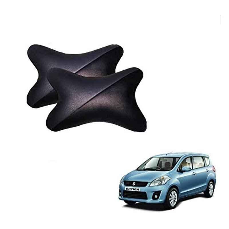 Kozdiko 2 Pcs Memory Foam Grey & Black Car Neck Rest Cushion Pillow Set for Maruti Suzuki Old Ertiga (2012-2018)