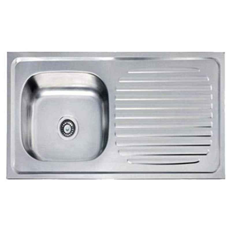 Crocodile 32x20x8 inch Glossy Finish Stainless Steel Single Bowl Kitchen Sink with Drainboard