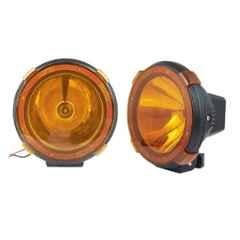 AllExtreme EXC115MC 2 Pcs 55W 7 inch Yellow & White PVC Housing Spot Flood Beam Fog Light Set, Range: 1000 m
