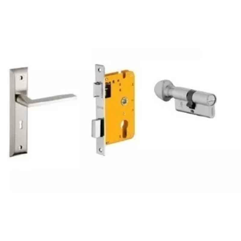 Dorset HL Series Twist 70mm Stainless Steel Silver Chrome Finish Door Handle Lock Set with Coin & Knob (Pack of 2)