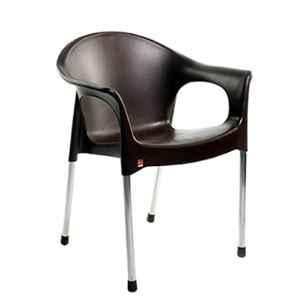 Cello Metallo Plastic Brown Medium Back Chair, PC002