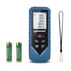 Tomahawk 60m Plastic Blue LT Laser Distance Meter with Class 2, IP54 Waterproof Level, Backlit LCD& Batteries Included, TFR-0600