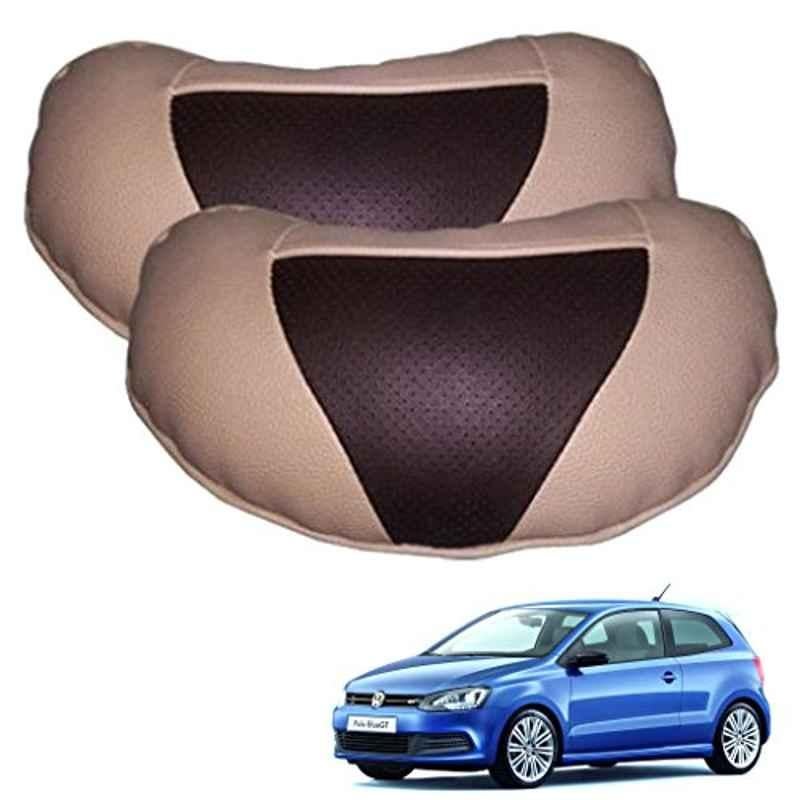 Kozdiko 2 Pcs Brown & Beige Neck Rest Set for Volkswagen Polo GT, koz_36916