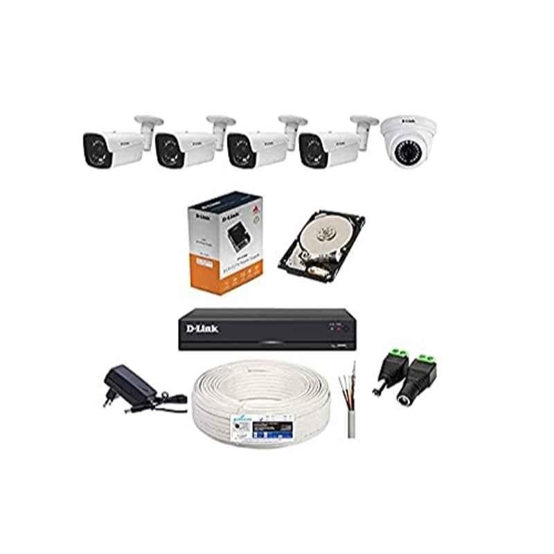 D-Link 2MP CCTV Camera Kit with 1 Pc Dome Camera, 4 Pcs Bullet Camera, 1 Pc 8 Channel DVR, 2TB Hard Disk & All Accessories