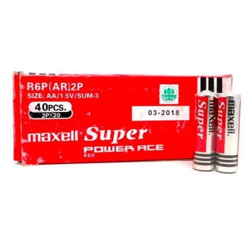 Maxell R6P(AR)2P 1.5V Red Multipurpose Dry Battery with Shrink Pack, (Pack of 40)