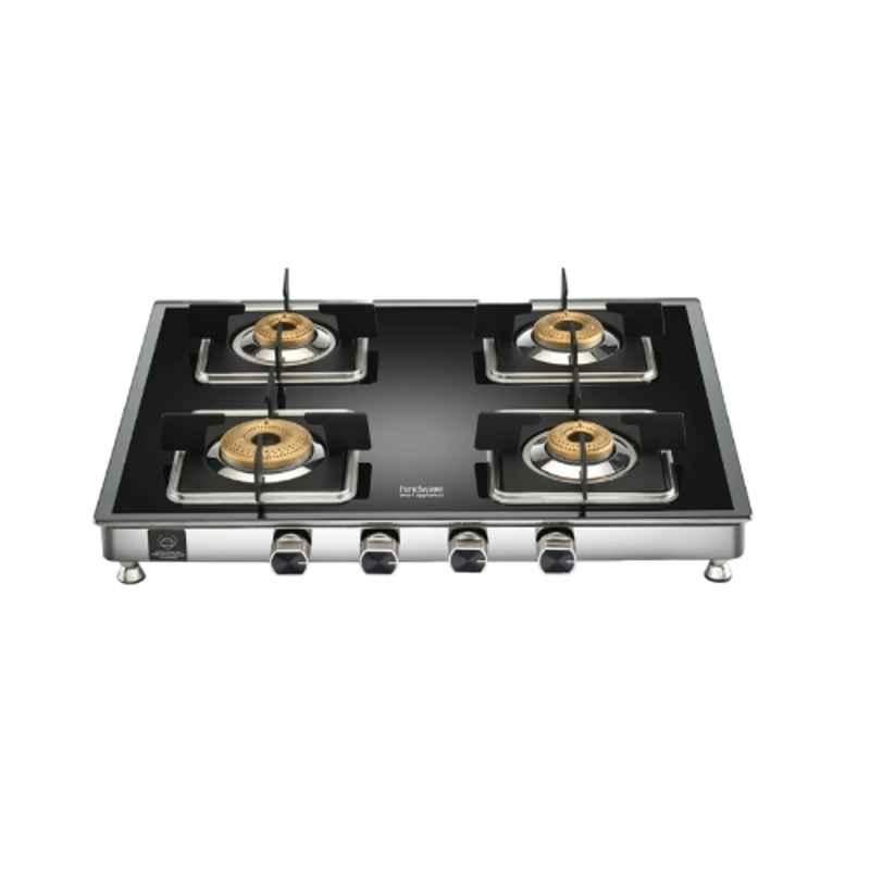 Hindware Dario 4B Glass Top Cooktop with 4 Brass Burner & Manual Ignition, CT 100175