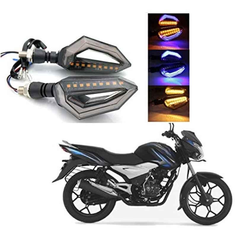 Kozdiko 4 Pcs Bike D Shaped 9 LED Front & Rear Side Turn Signal Indicator Light Set for Bajaj Discover 150
