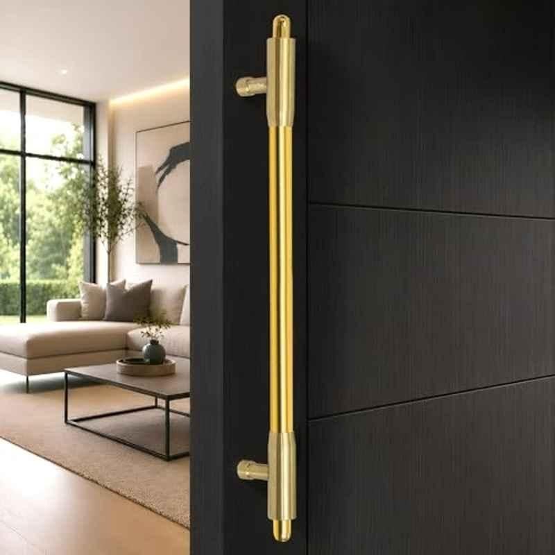 Plantex 18 inch Main Door Handle/Pull-Push Handle for Main Door/Stainless Steel Handle for Home & Office/Hotel (Brass Antique & PVD Gold)