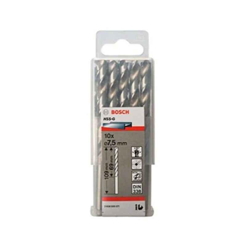 Bosch 10Pcs 7.5mm HSS Silver Drill Bit Set, 2608595071