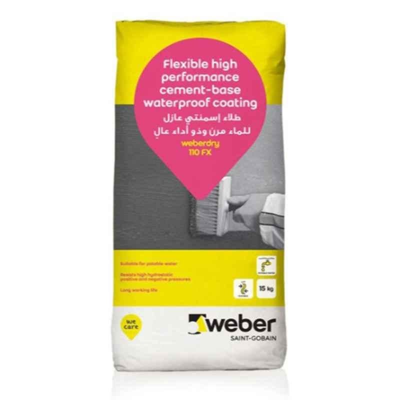 Weber 15kg Grey Weberdry 110 FX Cement Base Waterproof Coating, WEBDRY110FXG