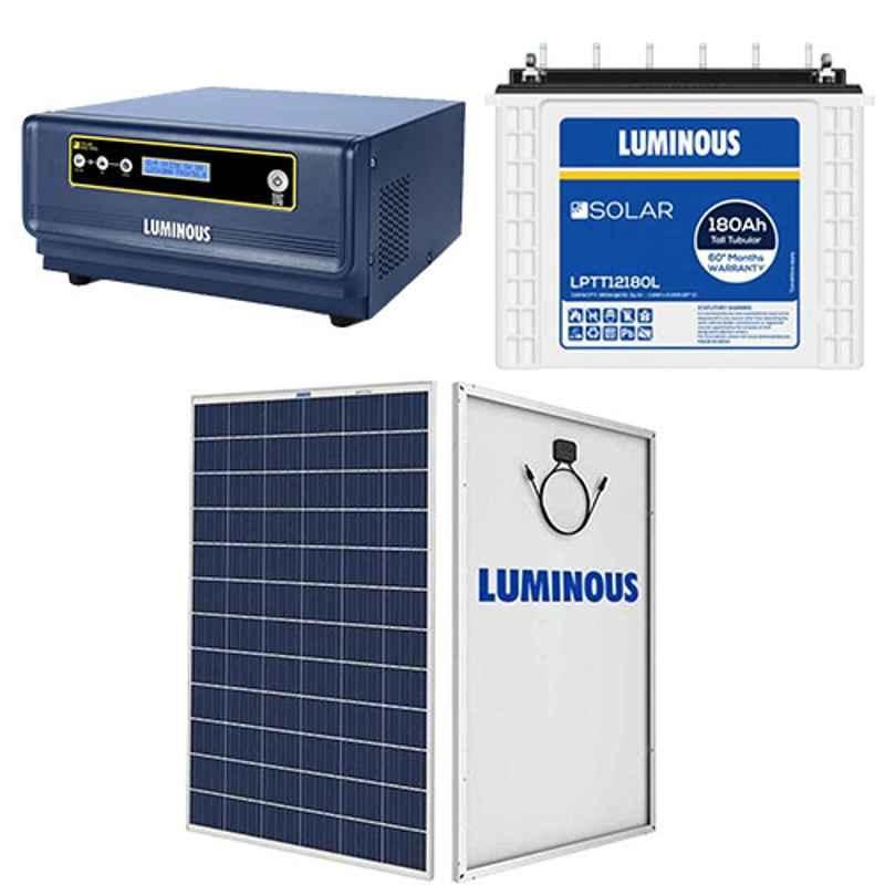 Luminous 700VA 18-25V Pure Sine Wave Solar Inverter with 180Ah Solar Battery & 2 Pcs 165W Polycrystalline Solar PV Module Panel Combo