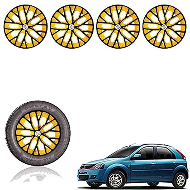 Auto Pearl 14 inch ABS Black & Yellow Press Type Car Hub Cap Wheel Cover for Verito Vibe