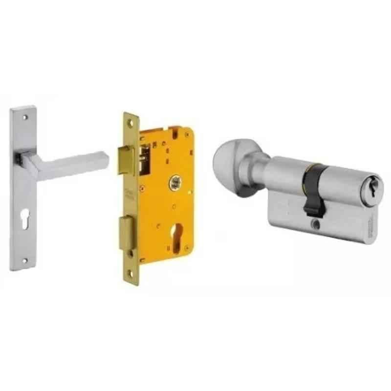 Dorset HL Series Nero 70mm Stainless Steel Door Handle Lock Set with Knob & Key (Pack of 2)