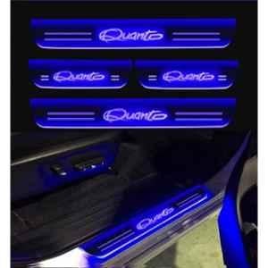 SureStrive 4 Pcs Acrylic Car Side Footstep Set with Blue LED Door Sill Scuff Plate for Mahindra Quanto All Model