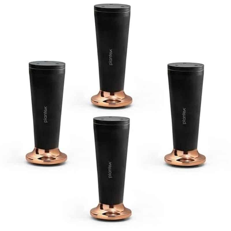 Plantex 6 inch Aluminium Black & Rose Gold Sofa Legs with Rubber Grip, DTS-87 (Pack of 4)