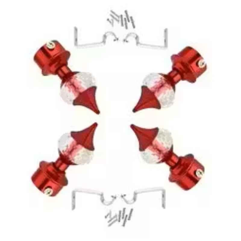 Ojass 9x4cm Stainless Steel Red Solid Crystal Diamond Curtain Bracket with Support Clamp, CB04NRED (Pack of 4)
