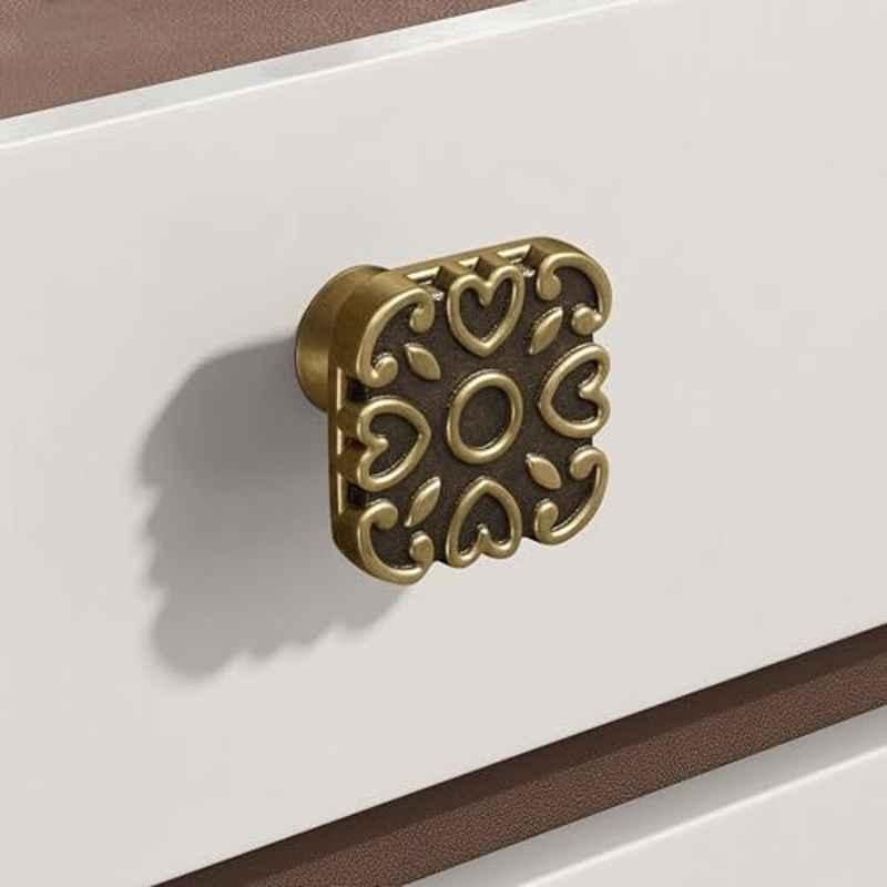 Plantex Knobs for Drawer/Square Drawer Knobs/Knobs for Cabinets/Pull-Push Knobs for Kitchen/Bedroom Drawer DTK-299, Antique Brass