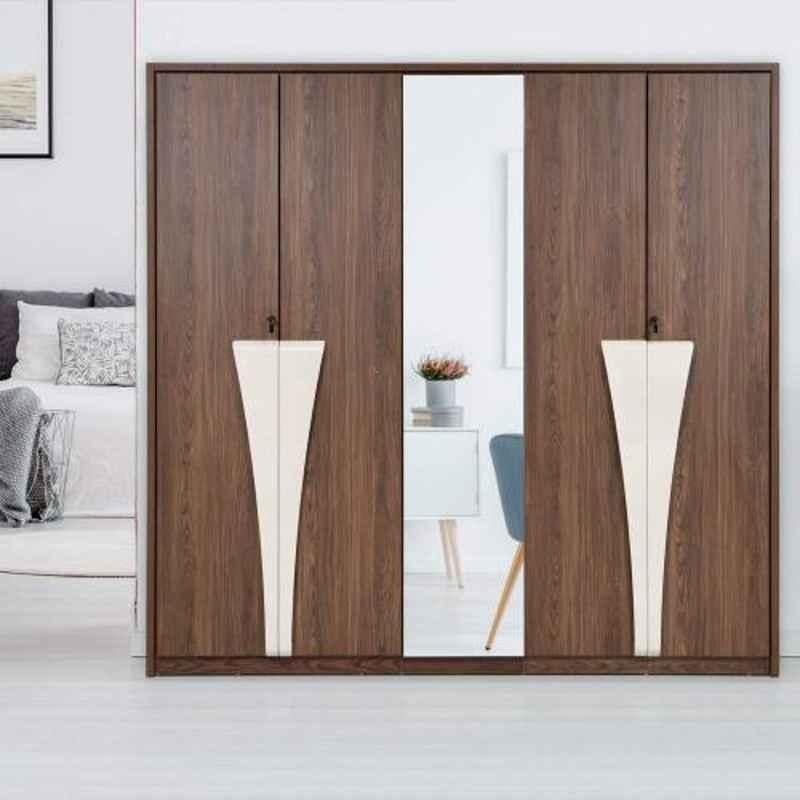 Buy Evok Cream & Walnut Venezia Engineerwood 5 Door Wardrobe