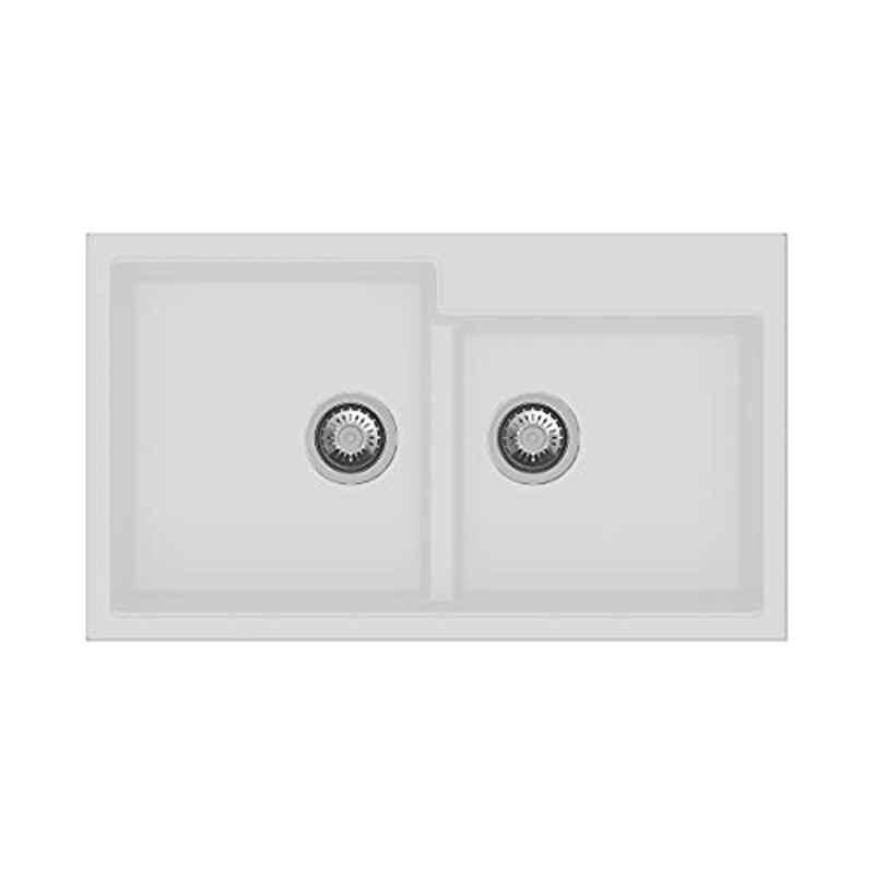 Uken Heavy Duty Quartz Kitchen Sink (31X17.5) With Accessories(31/17.5-Qr-Me-Ms-10) White