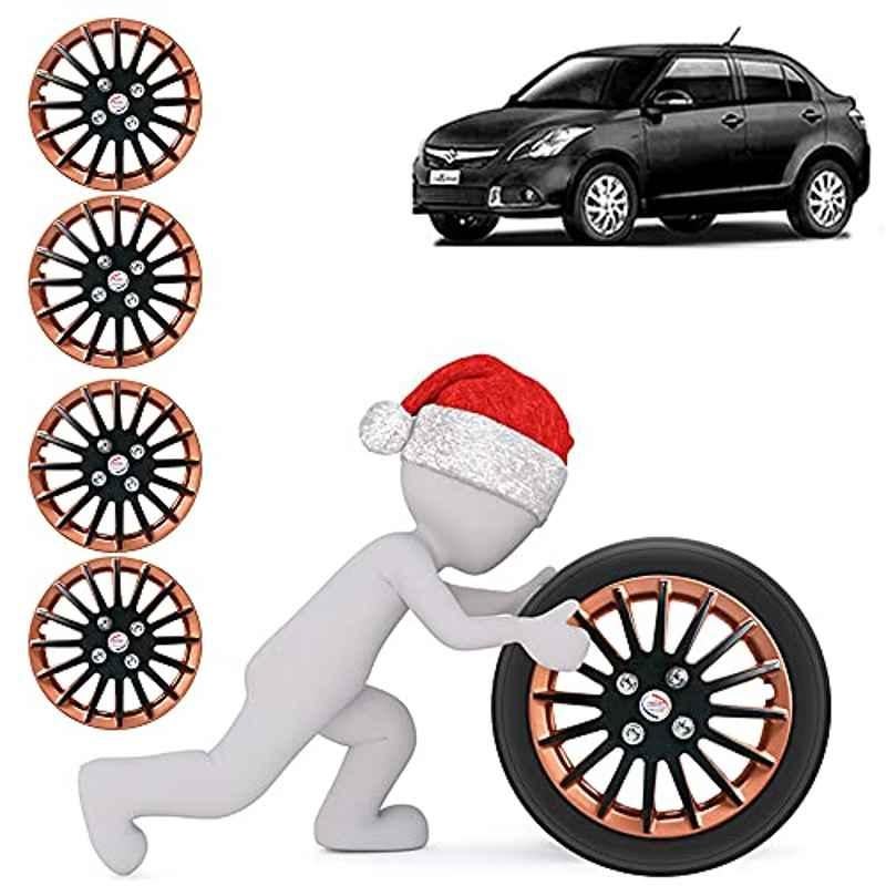 Auto Pearl 4 Pcs 14 inch ABS Copper & Black Press Fitting Wheel Cover Set for Maruti Suzuki Swift Type-3