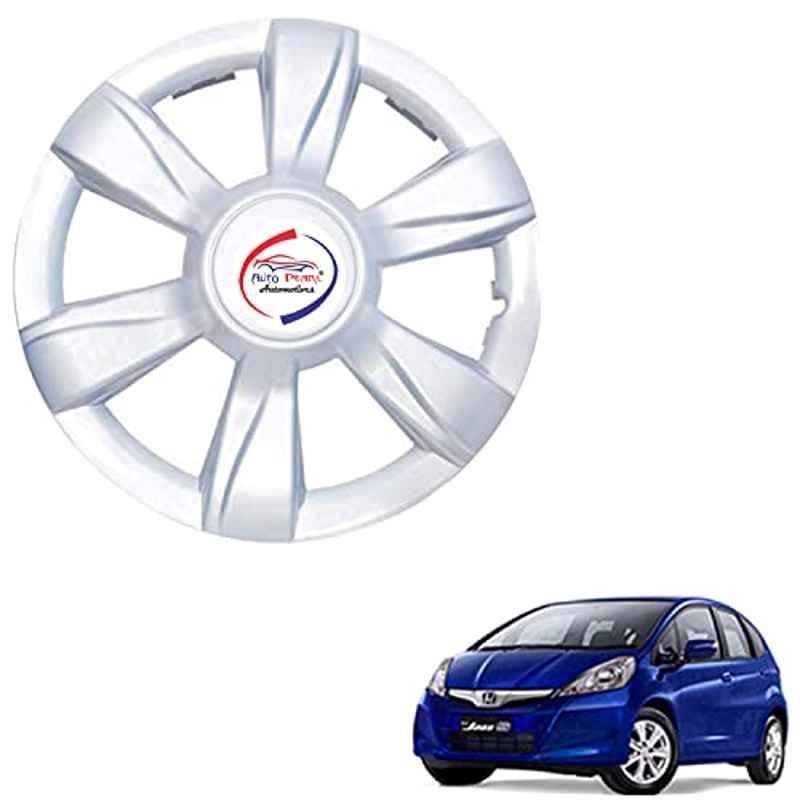 Auto Pearl 4 Pcs 15 inch ABS Xylo Silver Hubcap Wheel Cover Set with Retention Ring for Honda Jazz S&V