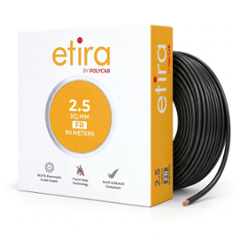 Polycab Etira 2.5 Sqmm 90m Black Single Core FR Multistrand PVC Copper Insulated Unsheathed Industrial Cable