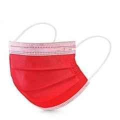 Wellstar 3 Layer Cloth Disposable Red Face Mask with Filter Earloop Mouth Cover, Mask-Surgical-068 (Pack of 100)