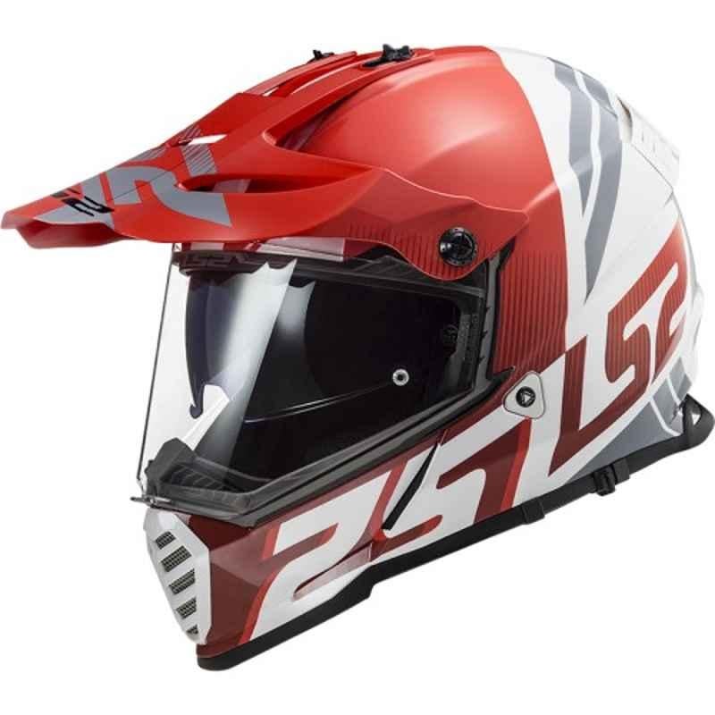 LS2 MX436 Pioneer Evo Evolve Polycarbonate Red & White Full Face Helmet, LS2HMX436PEERWMM, Size: M