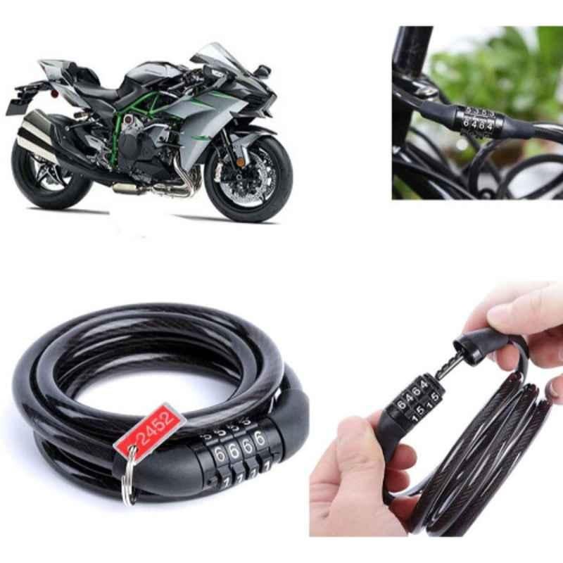 Auto Pearl PVC & Plastic Black Combination Cable Lock for Ninja H2, 829