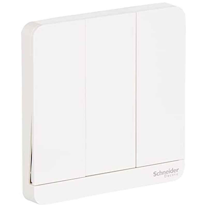 Schneider AvatarOn 16A 1 Way 3 Gang Polycarbonate White Plate Switch