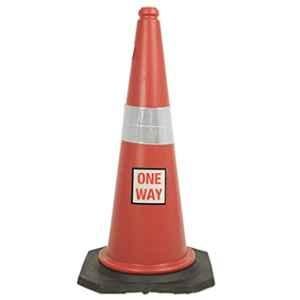 Ladwa 770mm Plastic Red Road Traffic Safety Cone with One Way Sign