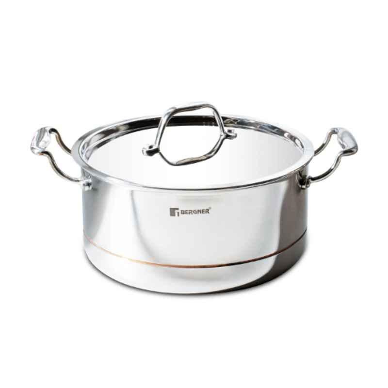 Bergner Argent 5CX 24cm 5.3L Silver Stainless Steel Casserole with Lid, BG-31036-MM