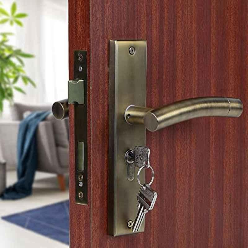 Buy Voltizi 8 inch Stainless Steel 304 Antique Brass Finish Cylindrical  Plate Mortise Door Lock Handle Set with Both Side Key 60mm Brass Cylinder,  MG-1101 Online At Price ₹1792