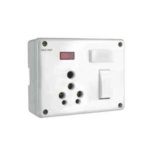 Gold Coast 6/16A Polycarbonate White Double Switch Socket Combined Box with Indicator, 2144-WH