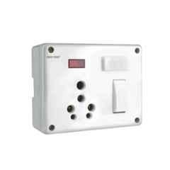 Gold Coast 6/16A Polycarbonate White Double Switch Socket Combined Box with Indicator, 2144-WH