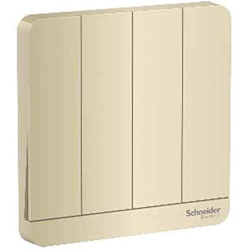 Schneider AvatarOn 16A 1 Way 4 Gang Polycarbonate Gold Plate Switch, E8334L1_WG