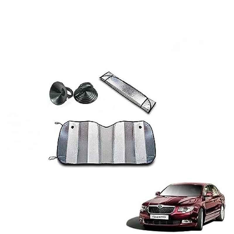 Kozdiko Aluminium Foil UV Protection Silver Windshield Sun Shade for Skoda Superb