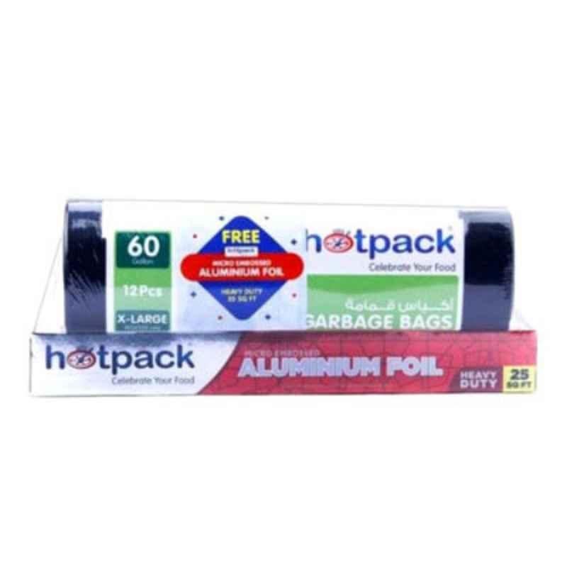 Hotpack Heavy Duty Garbage Roll with Embossed Aluminium Foil, OPGBR95120AF25SQFT (12 Pcs/Roll)