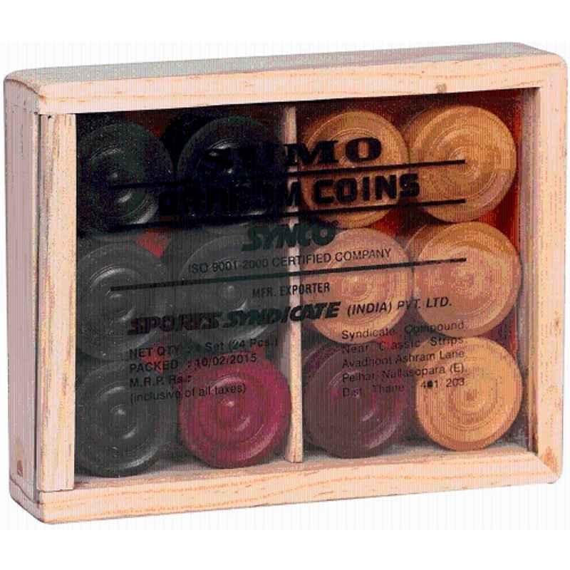 QUIT-X 3.18cm Beige & Black Hand Crafted Carrom Coin with Carrom Pawns for Kids (Pack of 25)