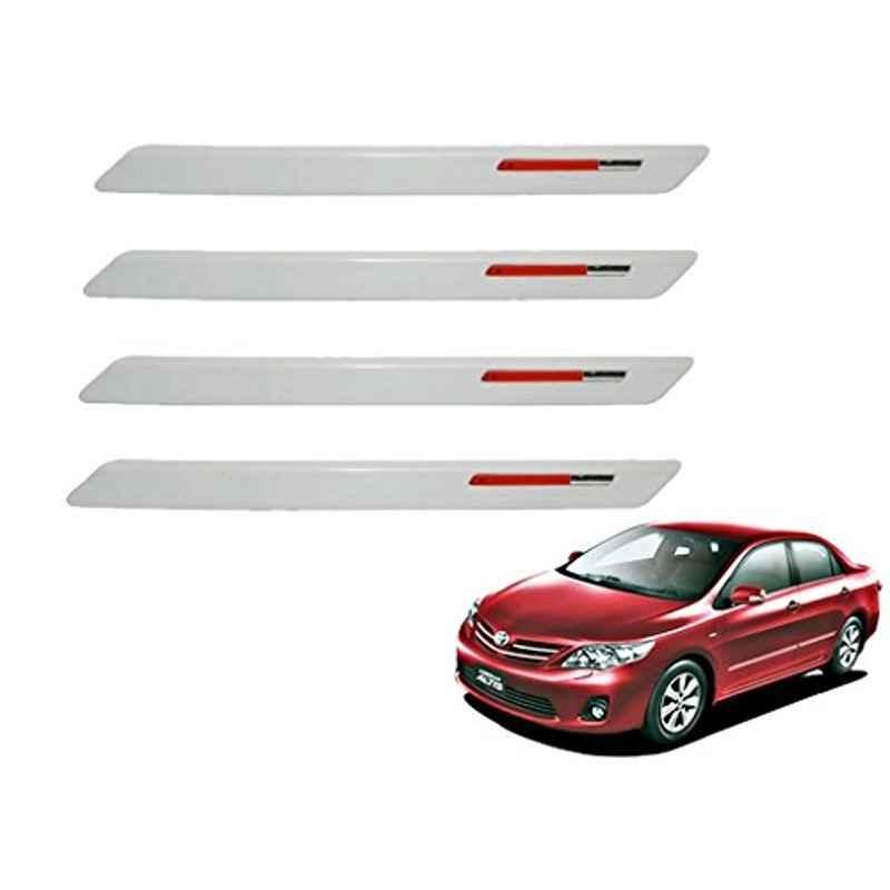 Kozdiko 4 Pcs White & Red Designer Car Bumper Protector Set for Toyota Corolla Altis, KOZ-28901