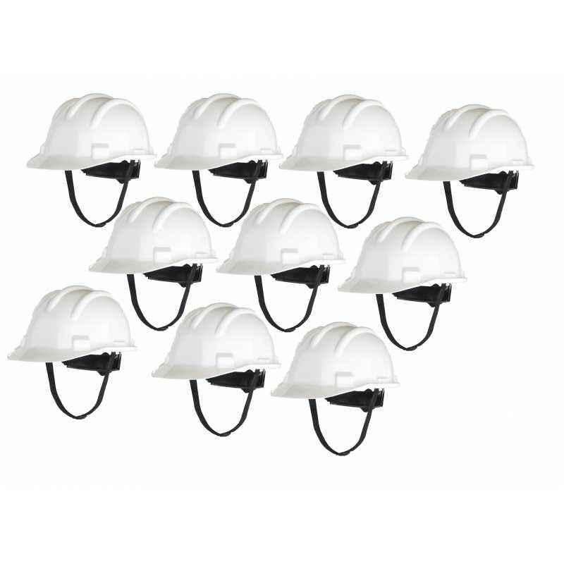 Asian Loto Ratchet White Safety Helmets, ALC-SHR-W (Pack of 10)