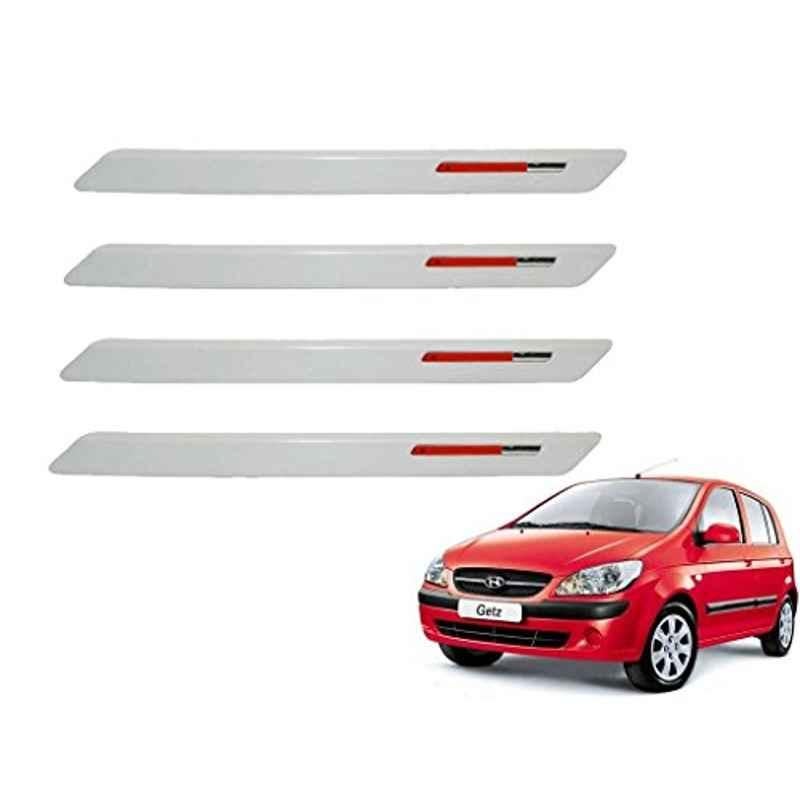 Kozdiko 4 Pcs White & Red Designer Car Bumper Protector Set for Hyundai Getz, KOZ-35263