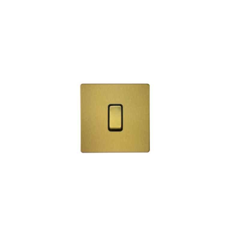 RR Vivan Metallic Brushed Gold 1-Gang Bell Switch with & Black Insert, VN6614M-B-BG