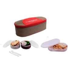 Carrolite 650ml Brown & White Plastic Lunchbox, White_P-50 (Pack of 5)