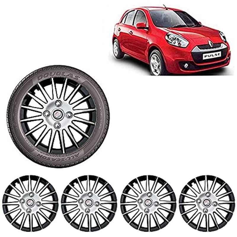 Auto Pearl 4 Pcs 14 inch ABS Silver & Black Wheel Cover Set for Renault Pulse
