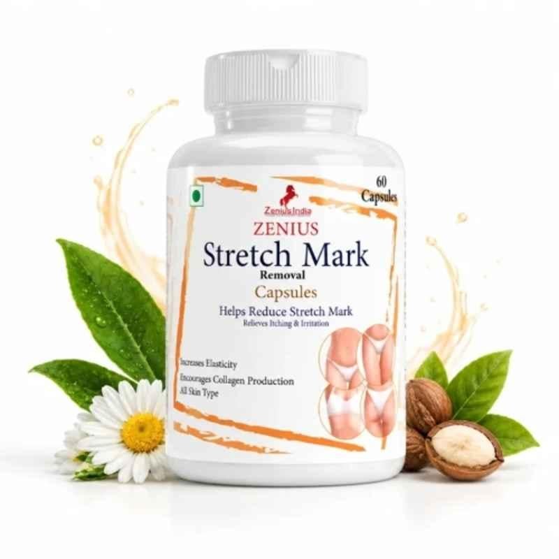 Zenius India 60 Pcs Stretch Mark Capsule with Vitamin A, Vitamin C, Biotin, Zinc & Copper for Irritation, Relieves Dryness & Supports Skin Healing