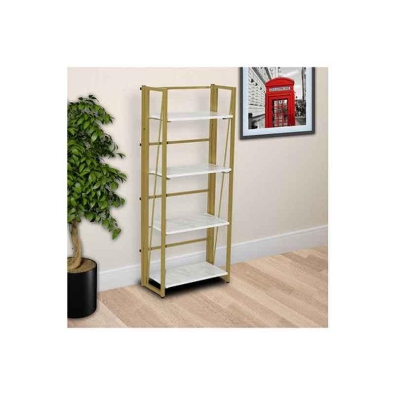 Homebox 25x52x125cm Metal White & Yellow Octron 4 Tier Bookcase, 162778149